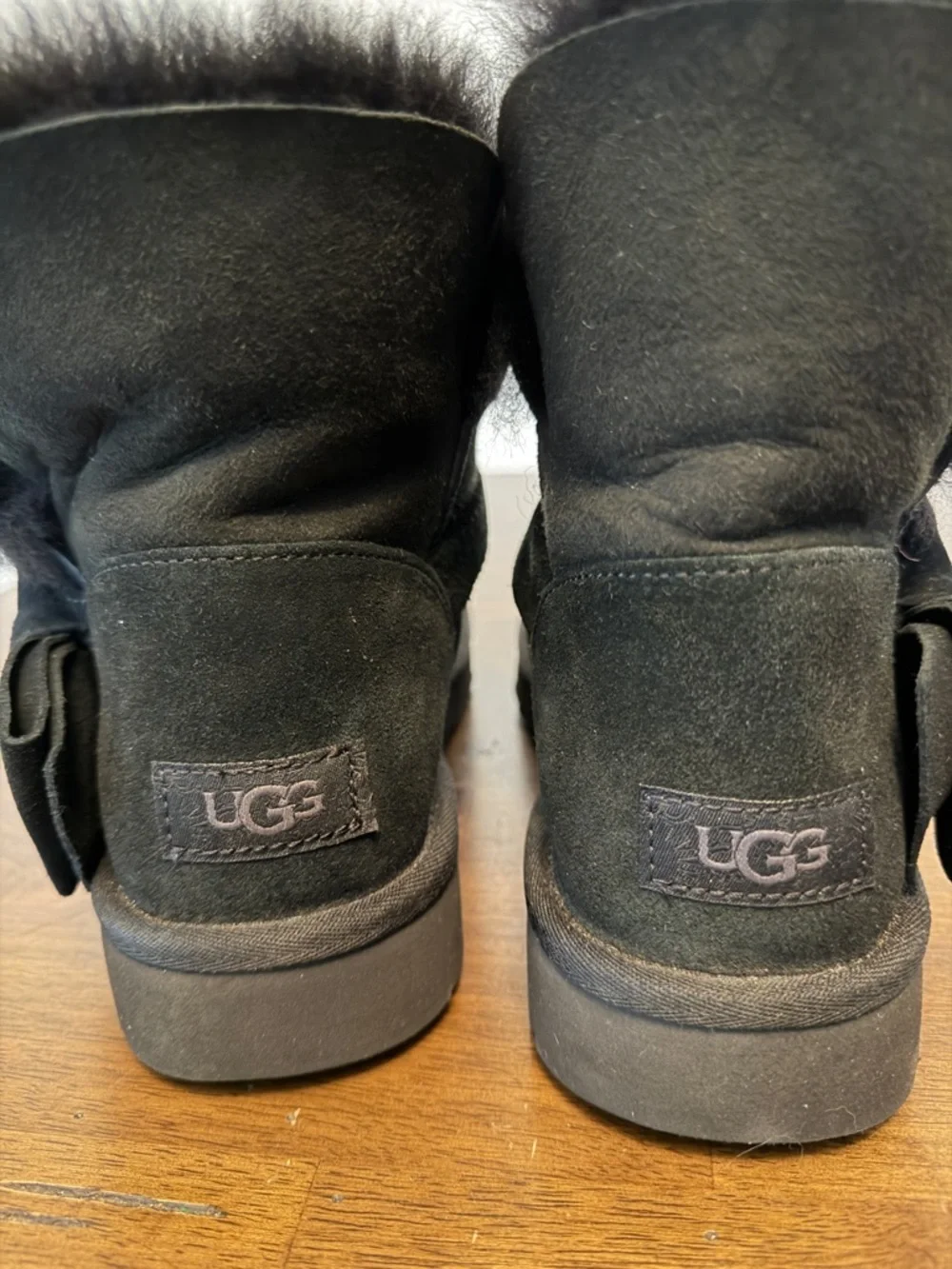 UGG Black Classic Suede Mini Bow Boots